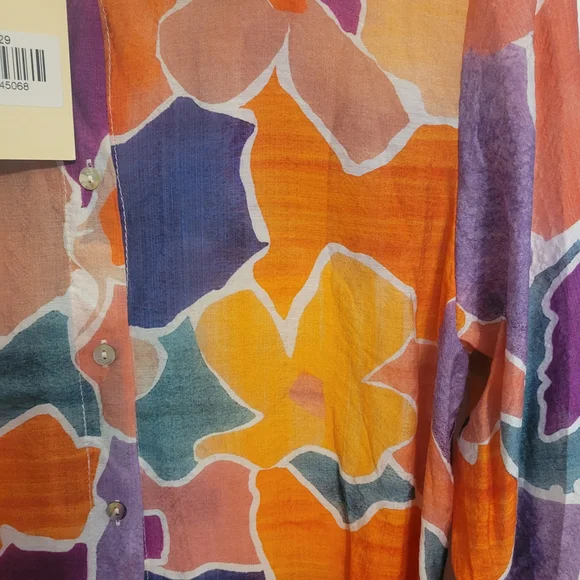 Easy Clothes Luxe Colorful Abstract Sheer Blouse - Picture 4 of 7